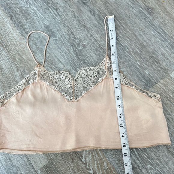 Free People Women's Pink Crop Top Size M Medium Floral Lace Sleeveless Satin - Picture 8 of 12